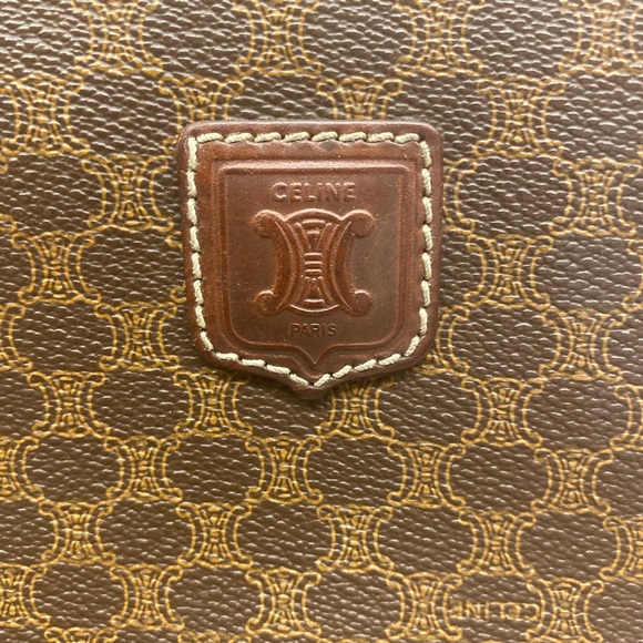 SOLD—Celine Triomphe Vintage Canvas Monogram Macadam Leather Clutch Cosmetic - Picture 6 of 16
